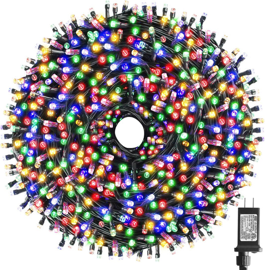XTF2015 262FT 800 LED Christmas String Lights, Christmas Lights Plug 8 Modes Memory Function with Timer, UL Certified Outdoor Indoor Fairy Light Christmas Tree, Patio, Party (Multicolor)