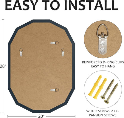 Bathroom Mirrors for Over Sink, Round Frameless Mirrors for Wall, 20x28 Inch Beveled Bathroom Mirror, Bathroom Vanity Circle Mirror for Bedroom Living Room Entryway Home Decor