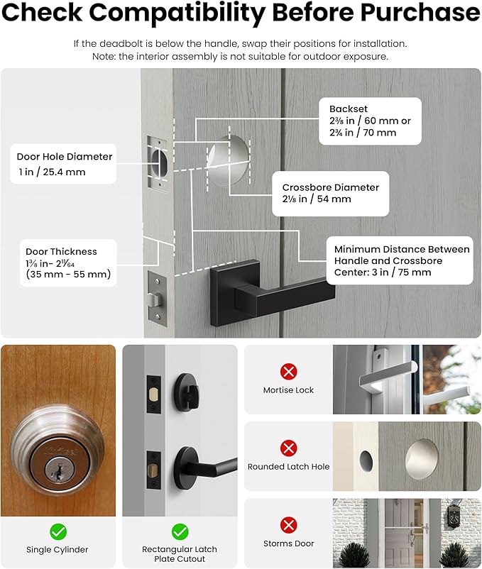 Lockin Veno Pro Smart Deadbolt Lock with Dual Swappable Batteries for 6-Month Extended Power, Palm Vein & Fingerprint Keyless Entry, Built-in Wi-Fi, Doorbell, App Remote Control, IP65 Waterproof