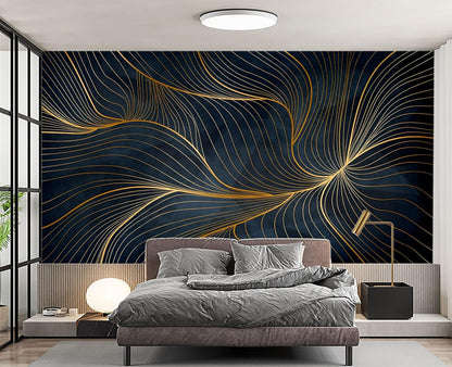 Simple Golden Lines Wall Mural Wallpaper for Bedroom 103" x 69"