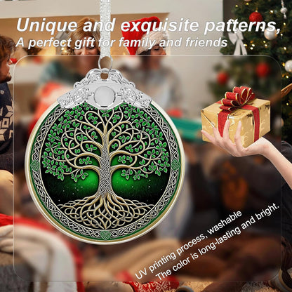 Tree of Life Stained Glass Christmas Ornament - Hanging Ornaments for Christmas Tree Decorations -Holiday Keepsake Present Exchange Idea -1