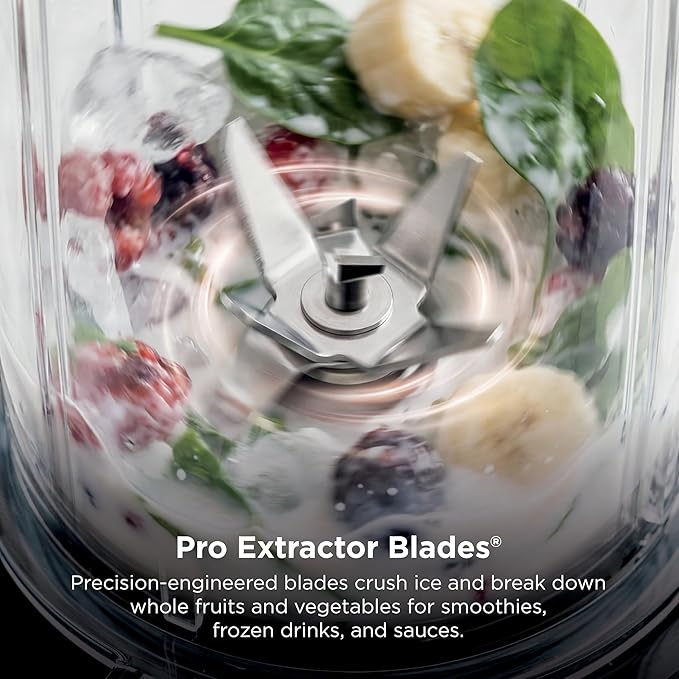 Ninja BN301 Nutri-Blender Plus Compact Personal Blender, 900-Peak-Watt Motor, Frozen Drinks, Smoothies, Sauces & More, (3) 20 oz. To-Go Cups, (2) Spout-Lids (1) Storage-Lid, Dishwasher Safe, Silver