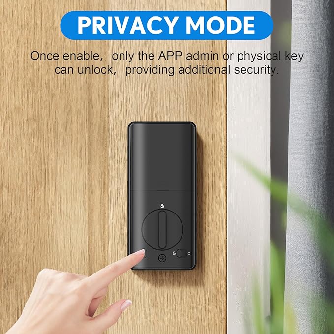 Smart Door Lock Keyless Entry with Fingerprint Touchscreen Keypad APP IC Card Key Type-C Charging Unlocking 6 In 1 Electric Biometric Digital Deadbolt for Front Doors Home Apartment Auto-Locking