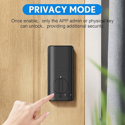 Smart Door Lock Keyless Entry with Fingerprint Touchscreen Keypad APP IC Card Key Type-C Charging Unlocking 6 In 1 Electric Biometric Digital Deadbolt for Front Doors Home Apartment Auto-Locking