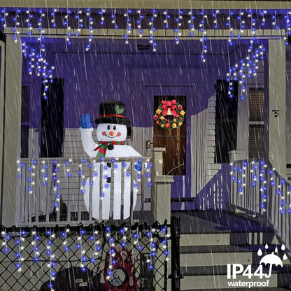 800 LED Icicle Lights Blue and White