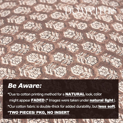 DOMVITUS Floral Pillow Covers Set of 2, Throw Pillow Covers 20x20, Floral Print Neutral Accent Decorative Pillow Covers for Living Room, Bed, Cognac Brown