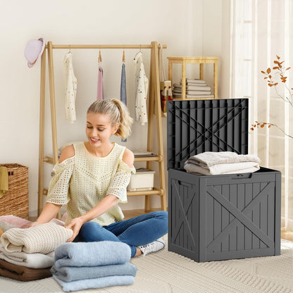 Vixzen 32 Gallon Resin Deck Box - Lockable Outdoor Storage for Patio Cushions, Garden Tools, Pool Supplies，Black