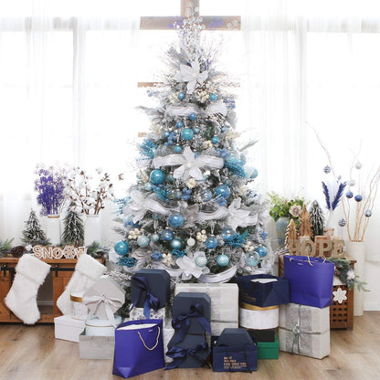 Sea Team Shatterproof Clear Plastic Christmas Ball Ornaments Decorative Xmas Balls Baubles Set with Stuffed Delicate Decorations (50mm/1.97"/30-Pack, Babyblue)