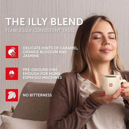 illy Decaf Ground Espresso Coffee, Classico Decaffeinated Medium Roast, 100% Arabica, Premium Italian Coffee, Pre-Ground for Espresso Machines, 8.8oz, 6 Pack