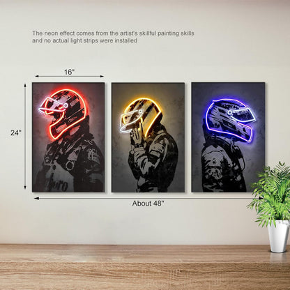Sorventina Racing Superstar Canvas Prints Racer Driver Poster - Car Wall Art Sports Room Decor Neon Racing Posters for Living Room Bedroom Bar Home Decor Aesthetic, Wrapped Canvas(16x24, Red)