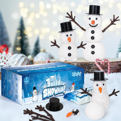 8 Pack Christmas Craft Supplies, DIY Snowman Kit, Build a Snowman Kit Indoor Decoration, Creative Kids Air Dry Clay Modeling Dough Crafts, Christmas Stocking Stuffer for Xmas Holiday Decorations