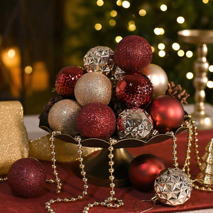 Valery Madelyn Christmas Tree Decorations Ornament Set for Fall Halloween, 50ct 2 Inches Burgundy Red Gold Shatterproof Christmas Ball Ornaments Hanging Xmas Holiday Party Decor