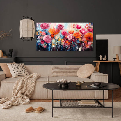 ENTANUB Flower Wall Art for Lving room, Pink Canvas Wall Decor for Bedroom, Picture Print Arwork, Size 20x40 Inches