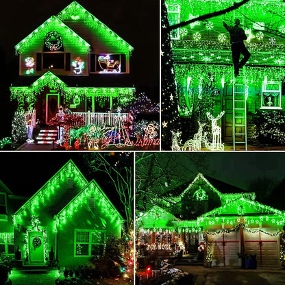 400 LED Icicle Christmas Lights Outdoor - 33FT Icicle Lights for Outside 8 Modes with 75 Drops, Plug in Waterproof Connectable Fairy String Lights for Indoor Holiday Party Christmas Decoration,Green