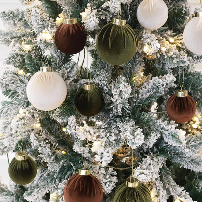 3.15inch Velvet Ornaments for Christmas Tree, 15pcs Multicolor Flocked Christmas Ornaments Decorations Balls Set Decor