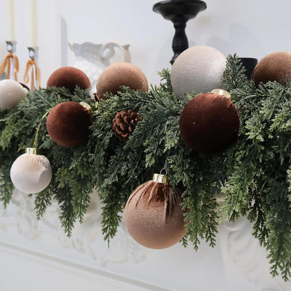 3.15inch Velvet Ornaments for Christmas Tree, 15pcs Multicolor Flocked Christmas Ornaments Decorations Balls Set Decor