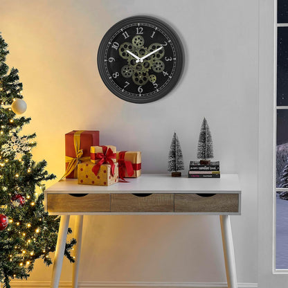 CLXEAST 15 Inch Real Moving Gear Wall Clock, Vintage Industrial Steampunk Metal Wall Clocks for Living Room Decor,Kitchen, Home Office,House Warming Gifts New Home