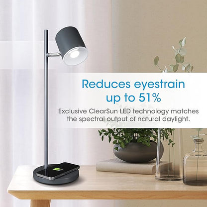 OttLite LED Desk Lamp with Wireless Charger, Good Housekeeping, Modern Book Light, Reading Light, Adjustable, Dimmable, Designed to Reduce Eyestrain, Great Desk Lamps for Home Office