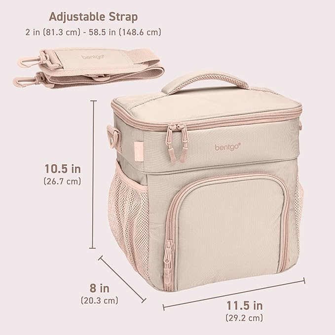 Bentgo Prep Deluxe Insulated Multimeal Bag - Lunch Box Bag, Holds 5 Meals, Premium Insulation up to 8 Hrs, Durable, Water-Resistant - Large Capacity For Adult Meal Prep (Sand)