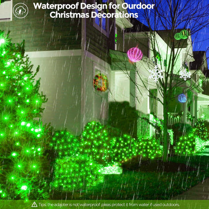 WBao Christmas Lights, 200LED 8.4ft x 5.2ft Net Lights Outdoor Mesh Light with 8 Modes, Timer, UL Certified, End to End Connectable, Waterproof for Lawn, Bushes Outdoor Christmas Decorations, Green