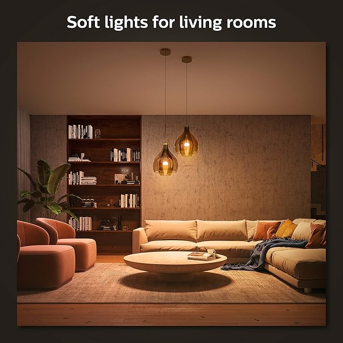 Philips Hue Smart Light Starter Kit - Includes (1) Bridge and (4) 75W A19 E26 LED Smart White Ambiance Bulbs - Control with App - Compatible with Alexa, Google Assistant, and Apple HomeKit