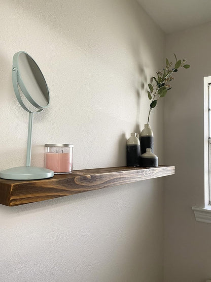 joelsantiques 36 Inch Wooden Floating Shelves for Wall - 36x6x2 in - Made of Natural Wood - Long Heavy Duty Rustic Wall Shelves for Bedroom - Perfect for Living Room, Kitchen - Medium Brown