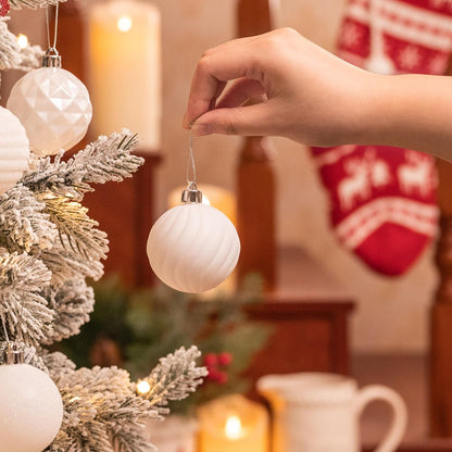 Valery Madelyn Christmas Ornaments Tree Decorations Set for Fall Halloween, 24ct White Shatterproof Ball Ornaments, 2.36" Hanging Ornament Bulk for Xmas Holiday Party Decor