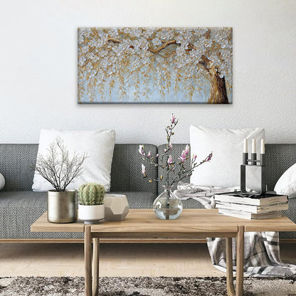 Suconvng Canvas Art Wall Decor Print Paintings Flower White Tree Wall Art Prints Decor Ready To Hang Picture For Bedroom Bathroom And Office Kitchen Home Artwork 20"×40"