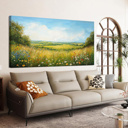 Canvas Wall Art Decor Modern Large Landscape Wall Art For Living Room Green Botanical Wall Art Green Floral Wall Decor Artwork for Walls Canvas Prints Art Work For Home Office Wall Decor 29" X 58"