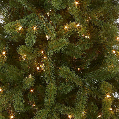National Tree Company Pre-Lit 'Feel Real' Artificial Slim Downswept Christmas Tree, Green, Douglas Fir, White Lights, Includes Stand, 6.5 feet