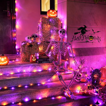 JMEXSUSS 200 LED Orange and Purple Halloween Lights, 66ft Connectable Halloween Lights Outdoor Waterproof, 8 Modes Plug in String Light for Tree Yard Garden Indoor Outdoor Decor