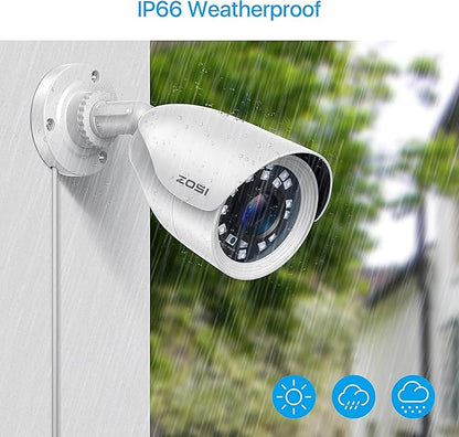 ZOSI 4 Pack HD-TVI 1920TVL 1080p Home Security Camera Outdoor Indoor, Weatherproof Surveillance CCTV Bullet Camera with 80ft Long Night Vision and 90° View Angle