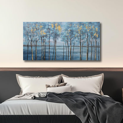 Belmrxne Tree Wall Art Blue and Gold Wall Decor Modern Funky Artwork Painting for Wall Decoration Designer Canvas Painting for Living Room Bedroom Dining Room Office Home Decor 20x40inch
