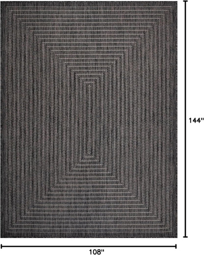 Adiva Rugs Outdoor Indoor Area Rug, Weather Resistant, Easy to Clean, Stain Resistant Floor Mat for Dining Room, Backyard, Deck, Patio (Pebble Weiss, 9' x 12')