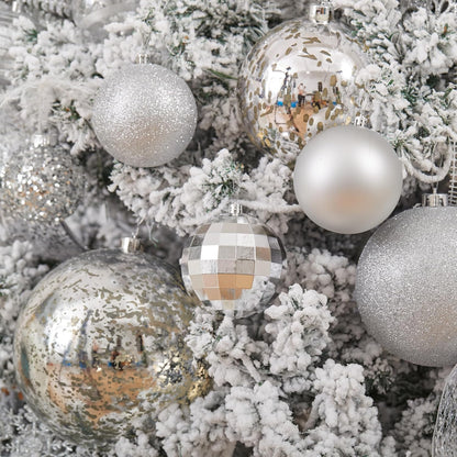 XmasExp Large Christmas Ball Ornaments,1pcs Silver Giant Shatterproof Plastic Hanging Mercury Xmas Ball Decorations Christmas Tree Ornaments (Silver, 8")