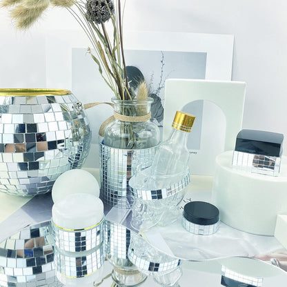 REDODECO Real Glass Silver Mirrors Mosaic Tiles Sticker for Craft Square Glass Tiles Self Adhesive,5mm by 5mm (Silver, 7150PCS)