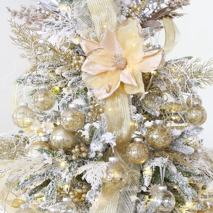 Sea Team Multi-Size Shatterproof Clear Plastic Christmas Tree Ball Ornaments Set, Decorative Hanging Transparent Xmas Baubles with Stuffed Delicate Decorations (48 Counts, Gold)