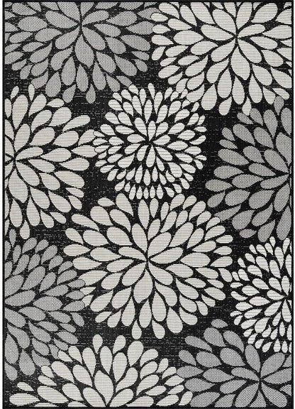 Beverly Rug Outdoor Rug 8x10 Modern Exotic Tropical Leaf Area Rugs for Indoor and Outdoor Patio Deck Porch Garden Water Resistant Washable Outside Carpet (8 x 10 Dark Gray)