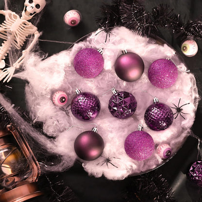 Valery Madelyn Christmas Tree Decorations Ornament Set for Fall Halloween, 50ct 2 Inches Purple Shatterproof Christmas Ball Ornaments Hanging Xmas Holiday Party Decor