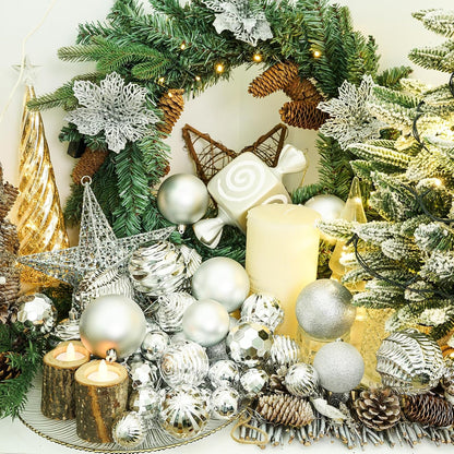 XmasExp 16ct Christmas Balls Ornaments - Shatterproof Large Hanging Ball Decorative Xmas Balls for Holiday Wedding Party Xmas Tree Decoration(3.15"/80mm, Silver)