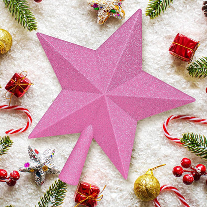 Christmas Tree Topper Decoration, 10" Black Christmas Tree Topper Star Accessories, Large Xmas Glitter Bethlehem Tree Ornament, Waterproof Holiday Xmas Star for Home Indoor Outdoor