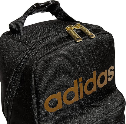 adidas Santiago Bag Cooler, Insulated Food Container, Adult Lunch Boxes for Women and Men with Mesh Pocket, Black/Gold Metallic/2.0, One Size