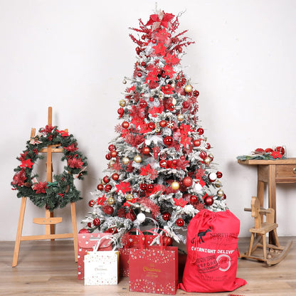 100-Pack Various Shatterproof Christmas Balls, Christmas Decorative Ball Ornaments for Xmas Tree- Red & Gold