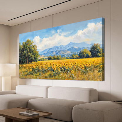 Canvas Wall Art Decor Large Wall Art Pictures for Living Room Canvas Art Wall Decor Mountain Wildflowers Wall Art Prints Summer Landscape Artwork for Walls Bedroom Home Aesthetic Wall Art Decor 24" X 48"