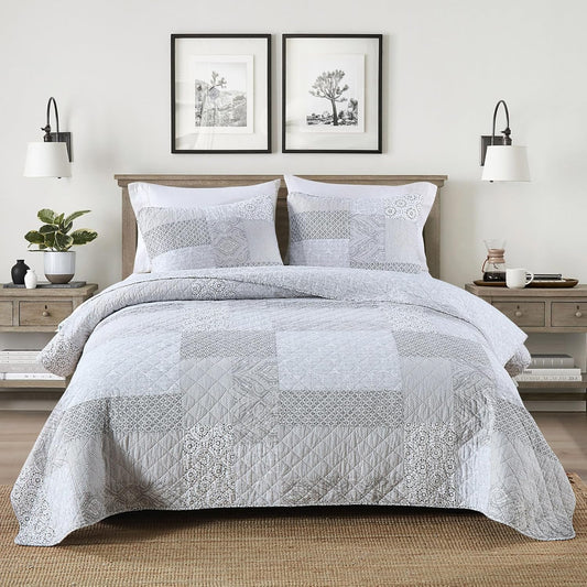 Secgo King Size Comforter Set- 100% Cotton Quilt King Size Set, Green, Sage bedspreads (96 * 108 Inch) with 2 Pillow Shams, Patchwork Reversible Lightweight Bedding