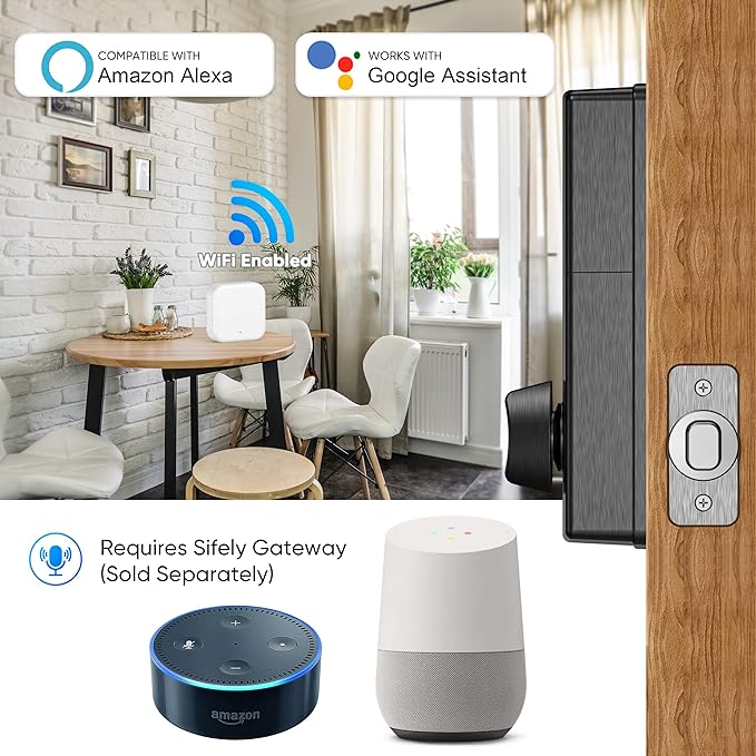 Keyless Deadbolt Smart Door Lock: Sifely Digital Keyless Entry Door Lock for Front Door, Code & Fob Access, App Control, Auto Lock, Easy to Install (Black)