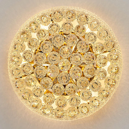 7-Light Crystal Flush Mount Chandelier Ceiling Light Fixture for Living Room Dining Room Bedroom Foyer Entryway Hallway Closet Bathroom (Gold D18)