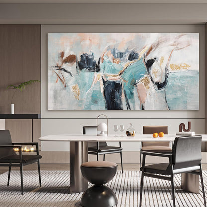 Canvas Wall Art Decor Canvas Abstract Aesthetic Blue And Gold Abstract Modern Oversized Wall Art Decor Paintings Artwork For Living Room Wall Art canvas prints For Bedroom Office Wall Decor 29" X 58"