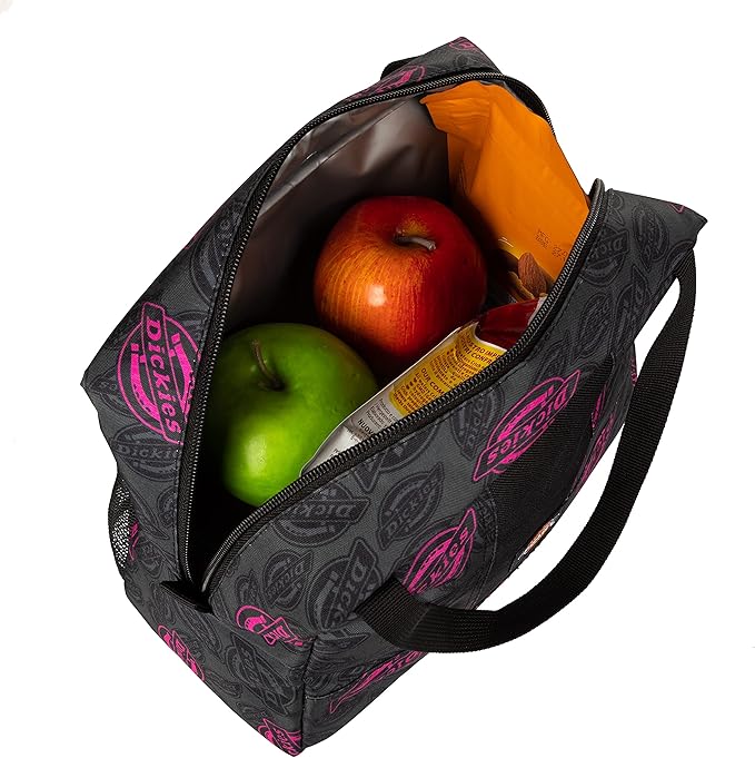 Dickies Insulated Lunch Bag Holder for Work, Thermal Reusable Office Lunch Box for Men, Women (Hot Pink Love Print)