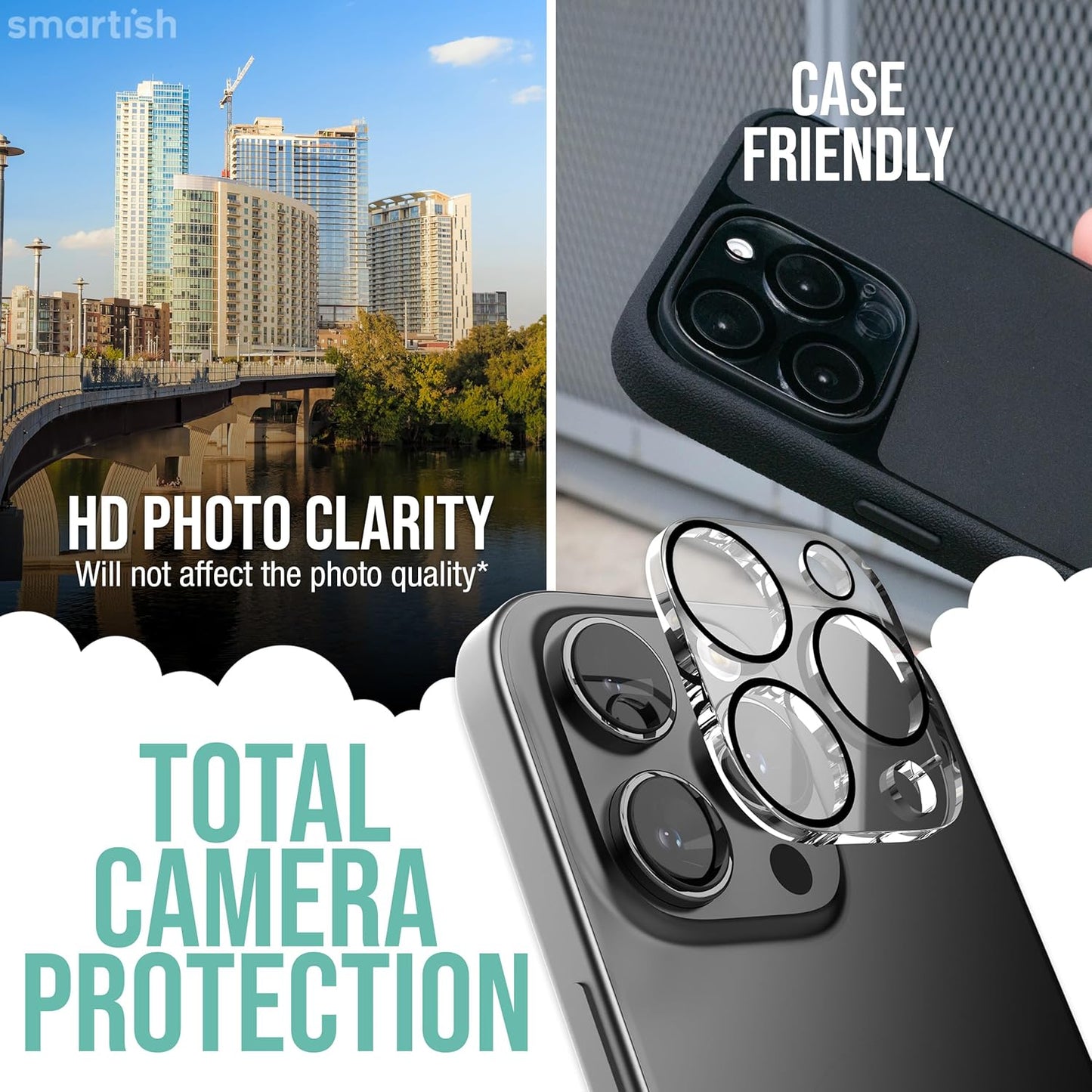 Smartish® iPhone 16 Pro Max Screen Protector + Camera Lens Covers - Tuff Sheet - 2-Pack Tempered Glass 9H Easy Install Frame Case-Friendly - Dynamic Island for Apple iPhone 16 Pro Max - Clear 2-Pack